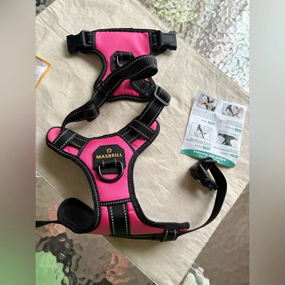 New MASBRILL medium adjustable No Pull dog Safety‎ Buckled  Padded Harness